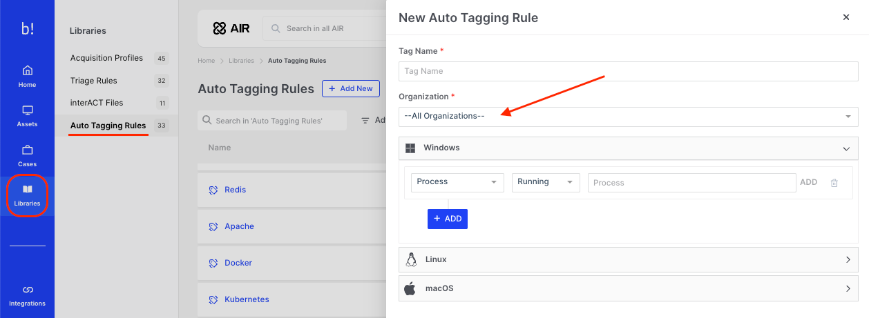 Auto Asset Tagging Rules: New wizard and Organizational Saving